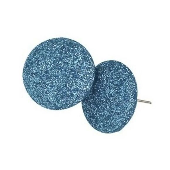 Turquoise Blue Retro 80s Sparkly Disco Fabric Earrings - Picture 1 of 2